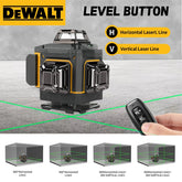 DEWALT New 4-Sided 360°Vertical 3-4D Green Beam 16-Line Self leveling Laser Level with Precise Vertical Cross - line Function